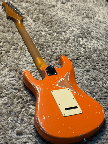 Dhatarattha Performance DST HSS in Capri Orange with RW FB and Nitrocellulose Lacquer Relic