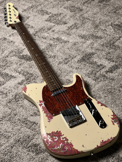 Dhatarattha Performance DTL in Vintage White Over Pink Paisley with RW FB and Nitrocellulose Lacquer