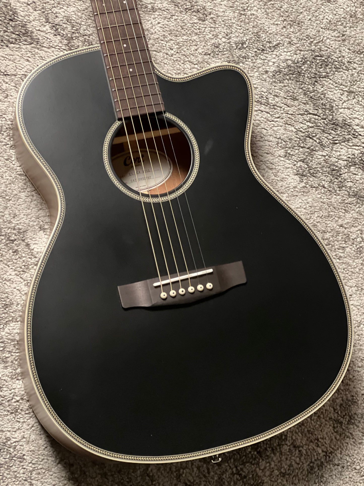 Cort Essence ES-OC4-BTSG Acoustic Guitar, Black Top Semi Gloss
