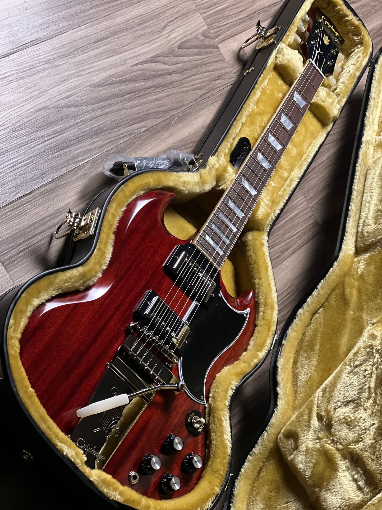 Epiphone 1964 SG Standard with Maestro Vibrola Reissu in Cherry Red w/Case