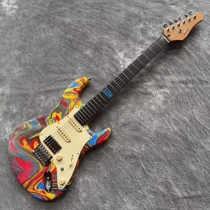 Dhatarattha Custom DST HSS in Red Marble Swirl with Rosewood FB