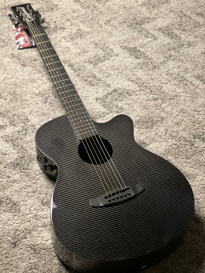 Tanglewood TW4-CE-CBN Winterleaf Carbon Fibre Top SuperFolk Acoustic w/ Pickup in Metallic Grey Gloss