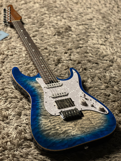 Soloking MS-1 Classic MKII Flat Top in Iridium Blue Burst with 5A Quilt Top Nafiri Special Run