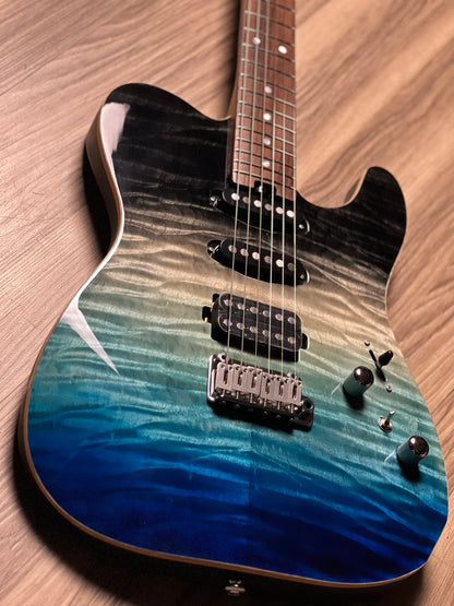 Soloking MT-1 Custom 22 HSS Quilt With Rosewood FB in Ocean Storm Double Wipeout JESCAR