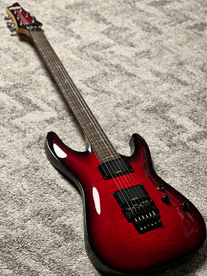 Schecter Demon-6 FR Flamed Maple Top in Crimson Red Burst
