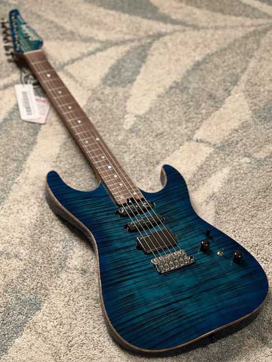 Soloking MS-1 Custom 24 HSS VT with Rosewood FB in Ultraviolet Blue Burst