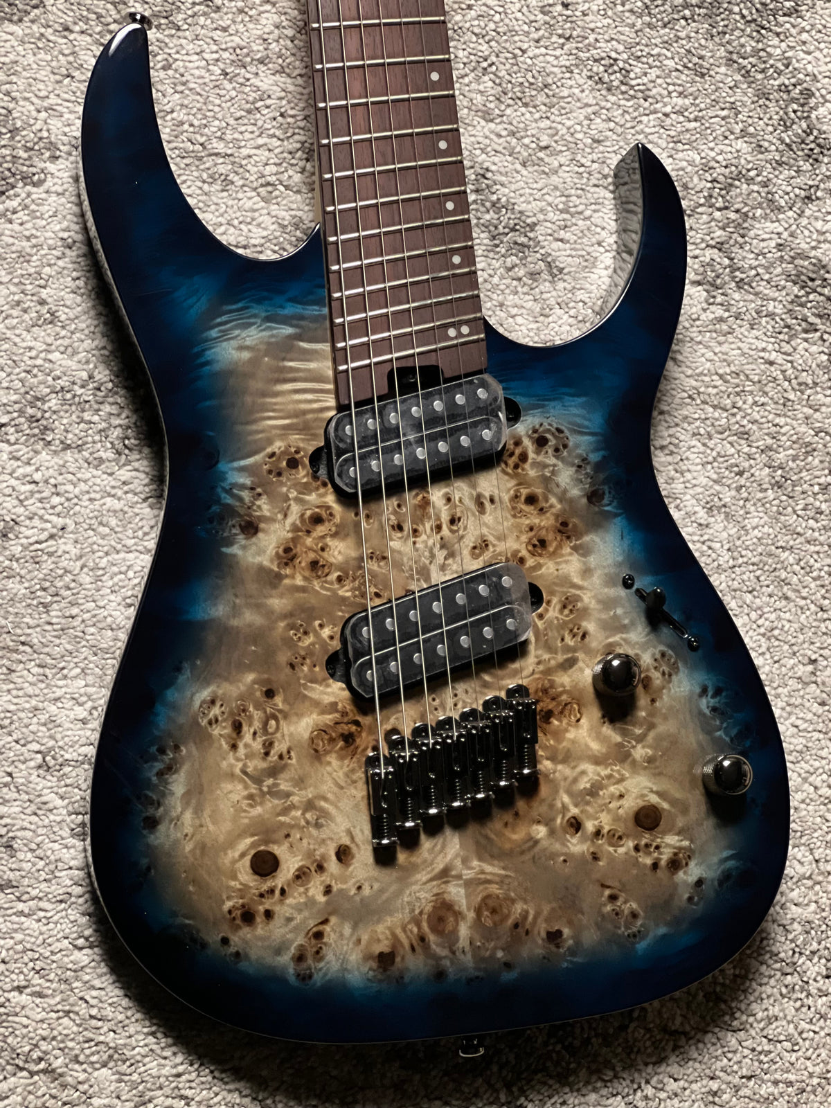 Ibanez RGMS7PB-CBS 7-String in Cosmic Blue Starburst