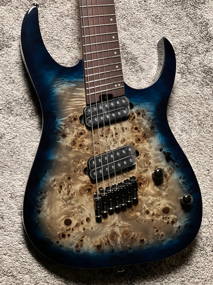 Ibanez RGMS7PB-CBS 7-String in Cosmic Blue Starburst