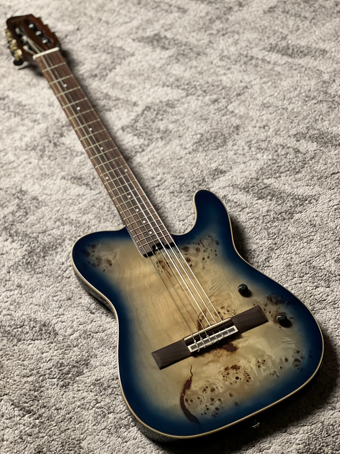 SQOE Spain SEGD-600 Nylon Electric Guitar with Piezo in Aurora Blue