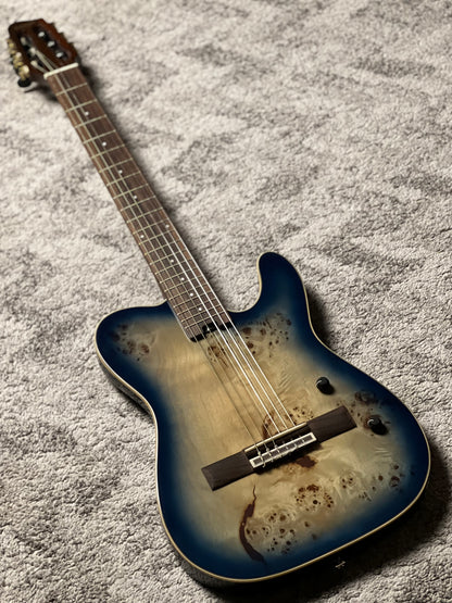 SQOE Spain SEGD-600 Nylon Electric Guitar with Piezo in Aurora Blue