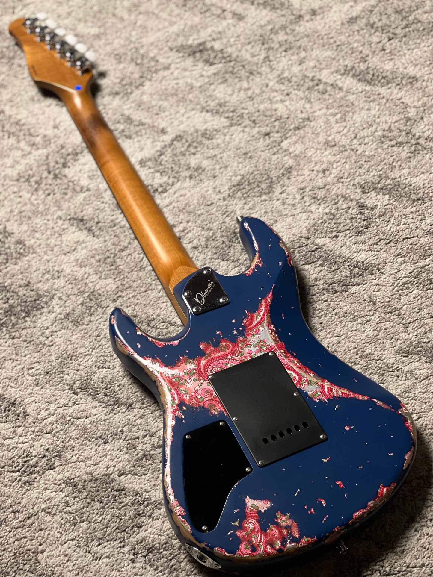 Dhatarattha Performance DST HH in Navy Blue Over Pink Paisley with RW FB and Nitrocellulose Lacquer Relic