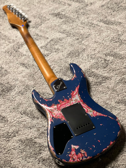 Dhatarattha Performance DST HH in Navy Blue Over Pink Paisley with RW FB and Nitrocellulose Lacquer Relic
