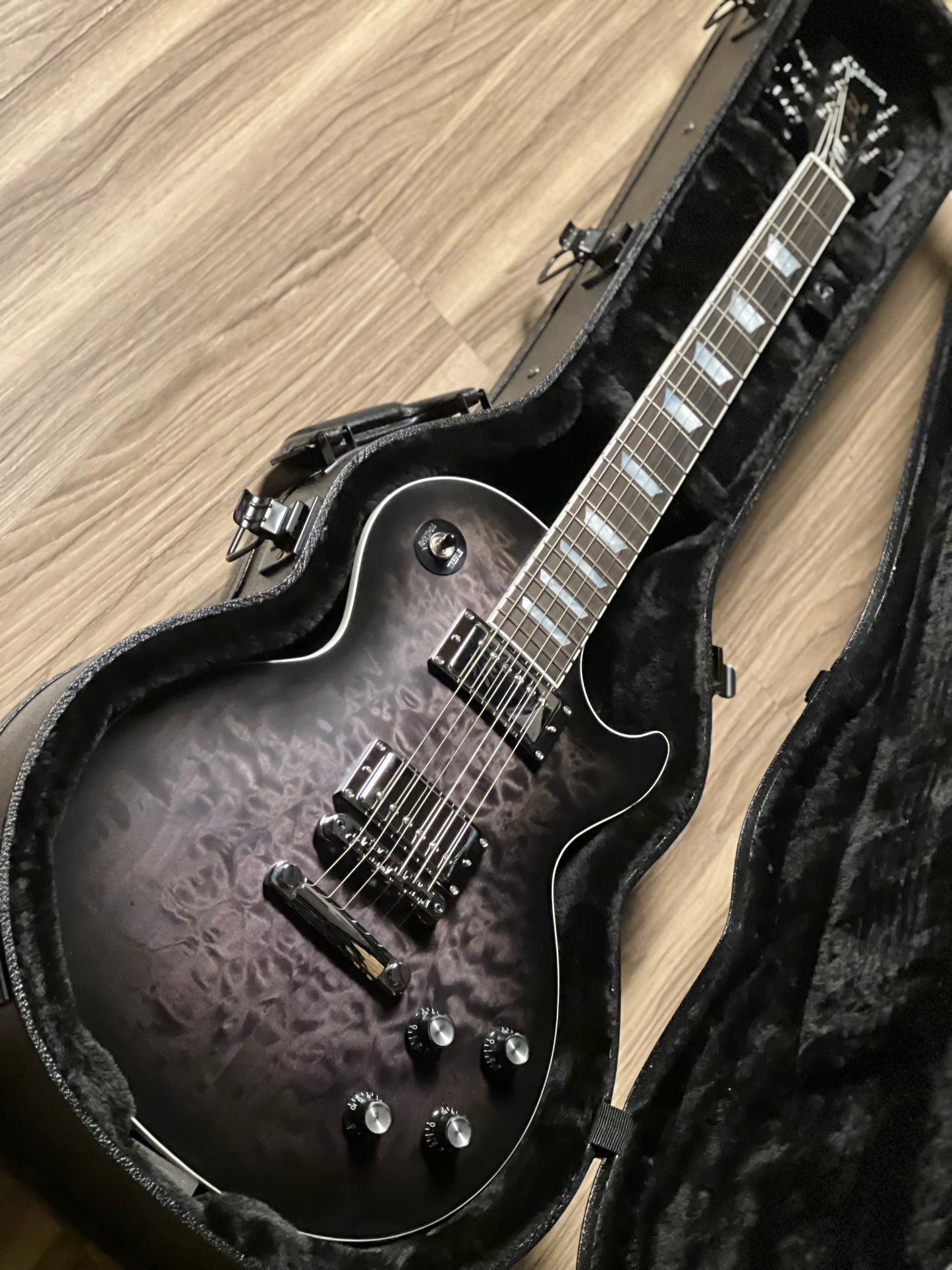 Gibson Les Paul Standard Modern Quilt Mark Morton in Translucent Ebony Burst Satin w/Case 229450272