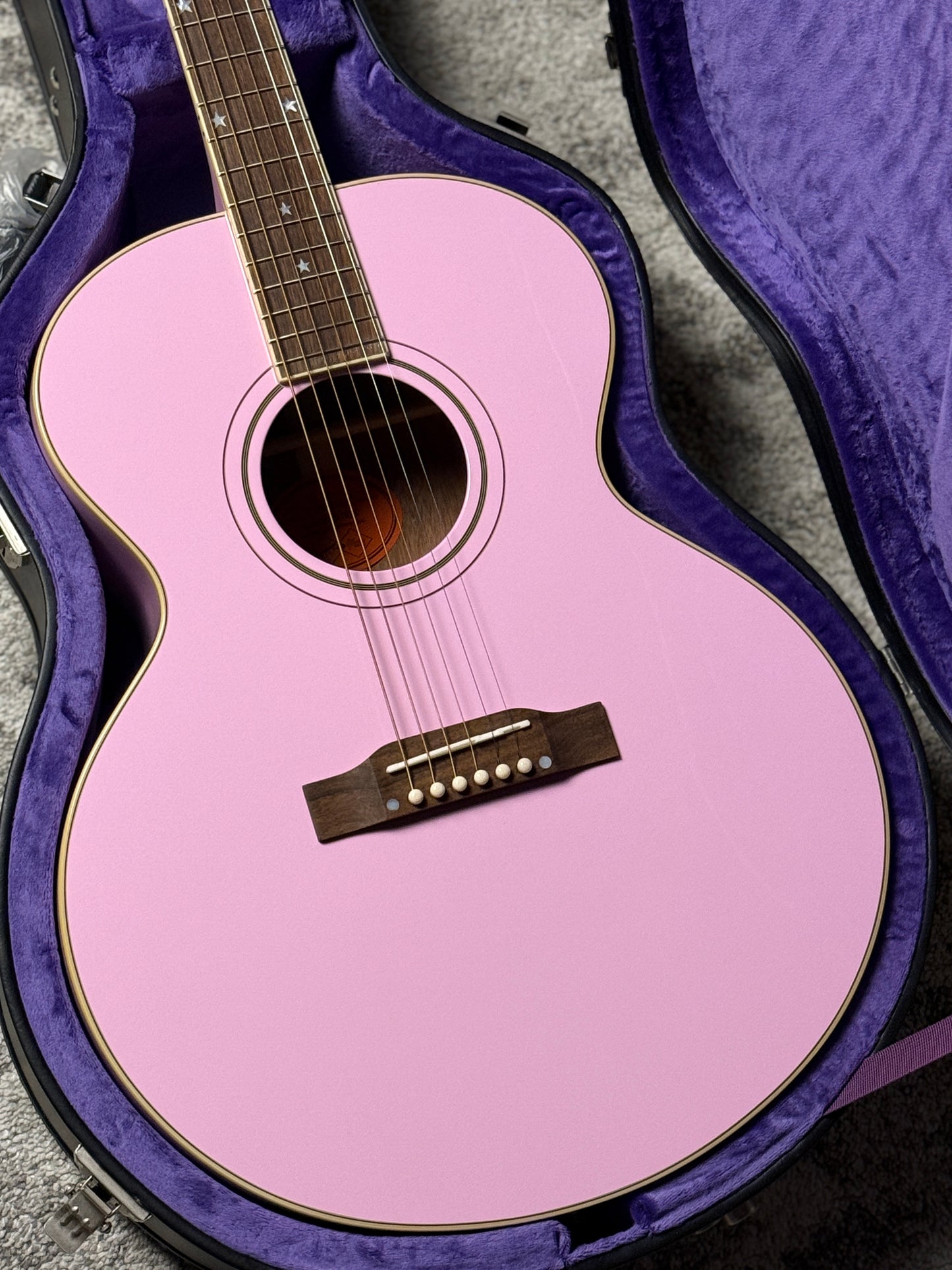 Epiphone J-180 LS Acoustic-electric with Hardshell Case in Pink (Inspired by Gibson Custom)
