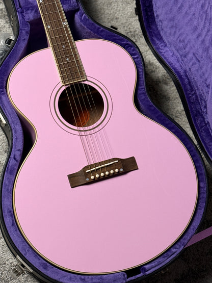 Epiphone J-180 LS Acoustic-electric with Hardshell Case in Pink (Inspired by Gibson Custom)