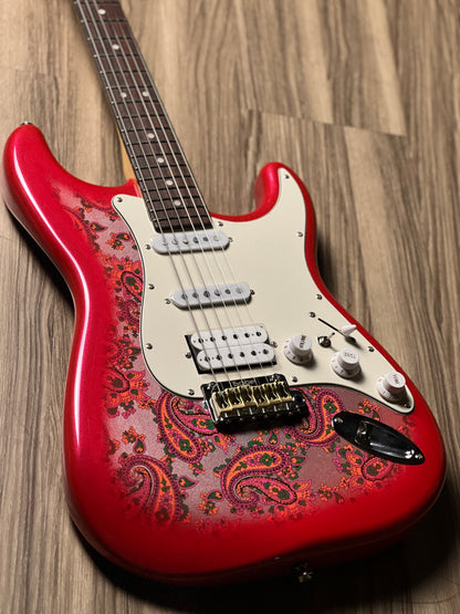 SQOE SEST1100 HSS Custom Shop Series in Pink Paisley Limited Edition with Hardshell Case