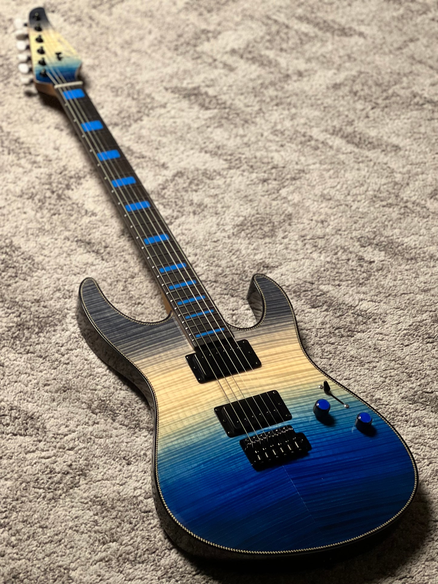 Dhatarattha Custom DST HH Flame in Ocean Storm Double Wipeout with Rosewood FB