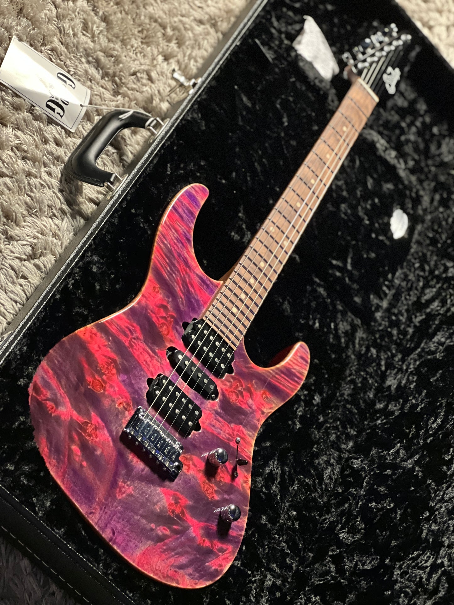 Suhr Custom Modern Pink Algae with Waterfall Burl Top 65152