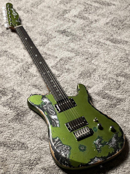 Dhatarattha Performance DTL in Limestone Green Over Black Paisley with RW FB and Nitrocellulose Lacquer Relic