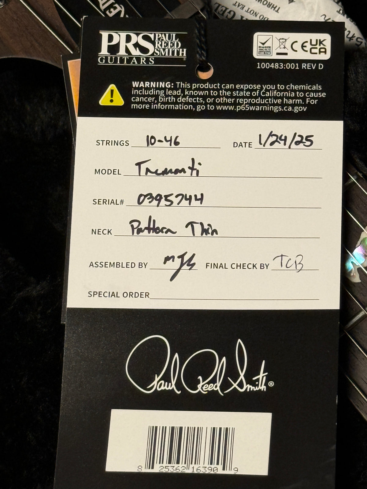PRS Tremonti in  Charcoal Contour Burst trem 0395744