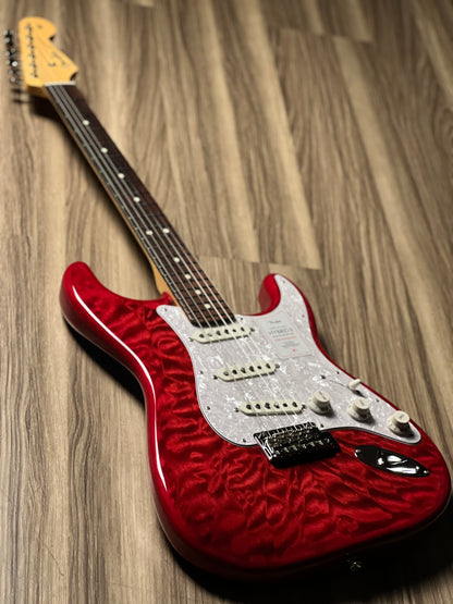 Fender Japan Hybrid II Ltd Ed Stratocaster  with Quilt Maple Top and Rosewood FB In Red Beryl JD23032939