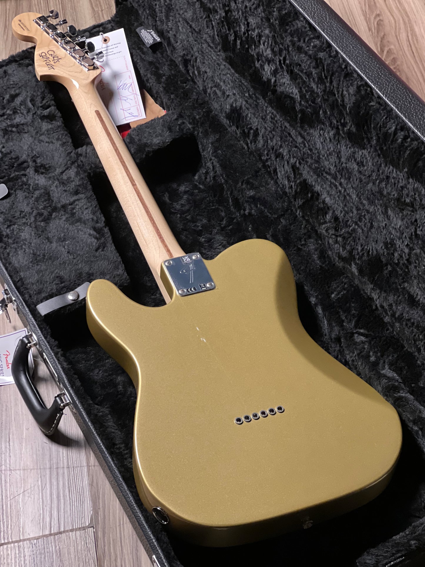 Fender Chris Shiflett Telecaster Deluxe with Case in Shoreline Gold MX22072937