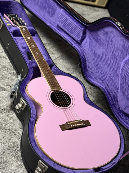 Epiphone J-180 LS Acoustic-electric with Hardshell Case in Pink (Inspired by Gibson Custom)