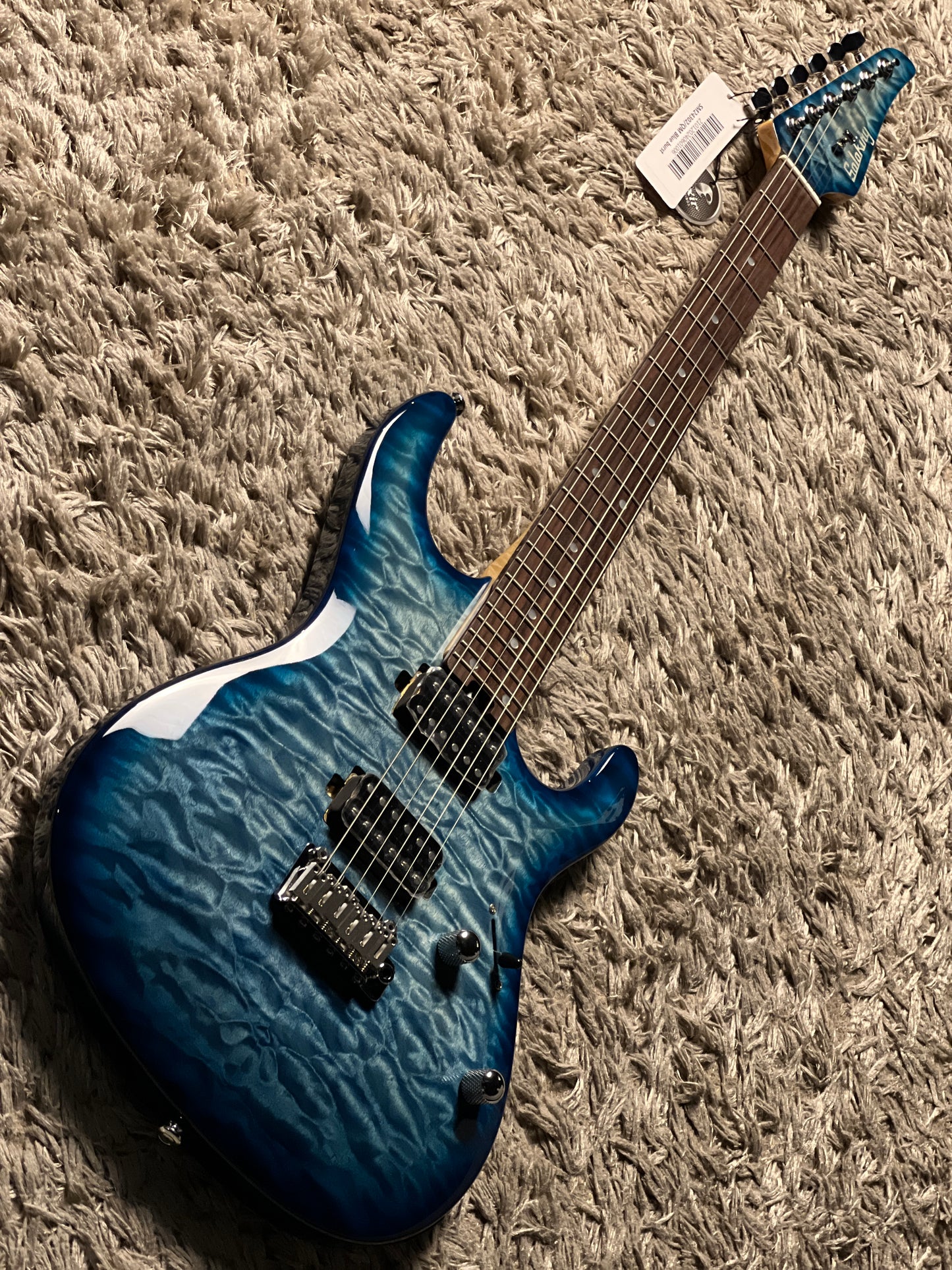 Soloking SM-24 HH QM Shredmaster with Rosewood FB in Ocean Blue Burst