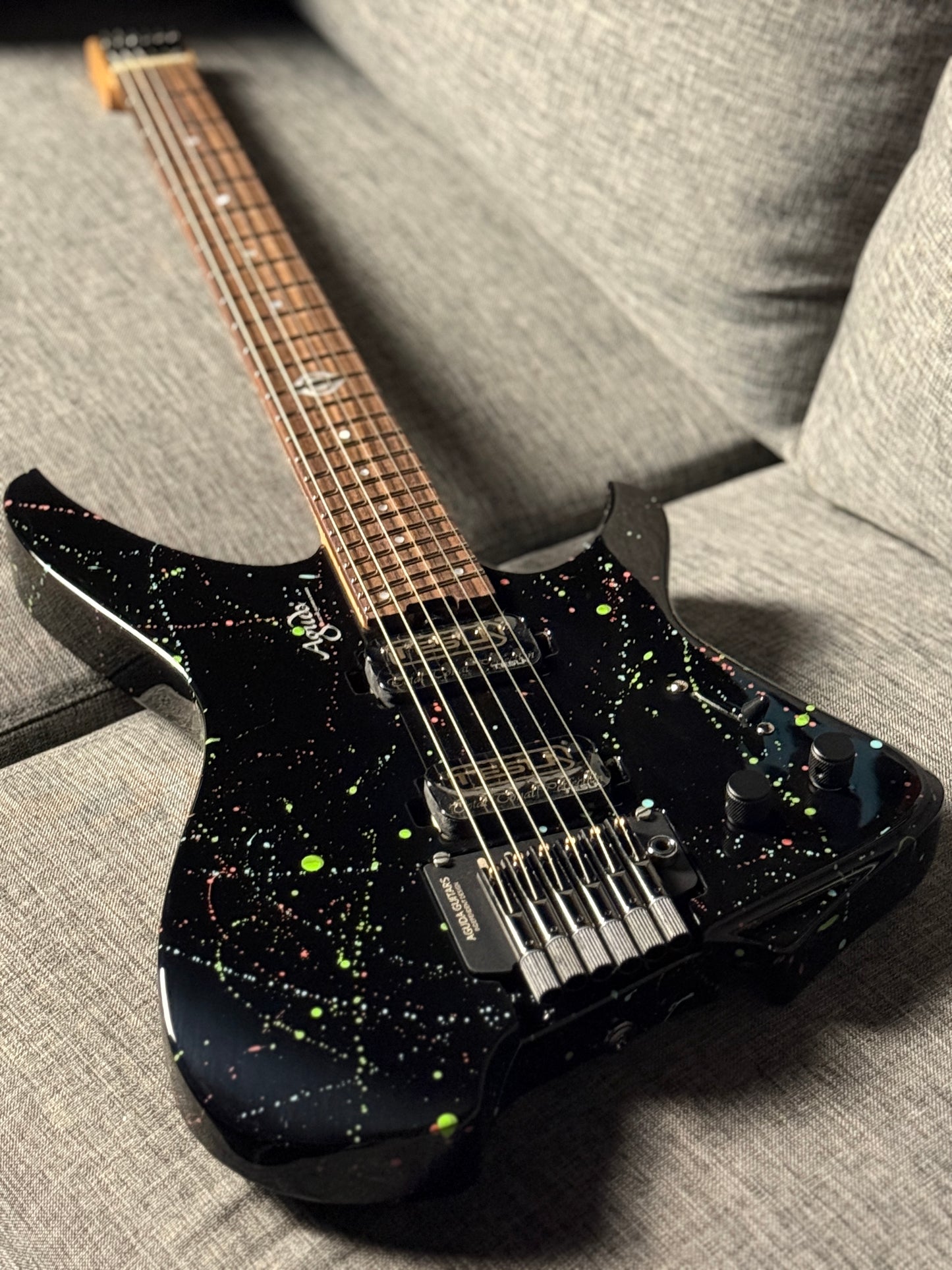 Aguda Black Hole in Black Splatter with Flame Maple Neck Nafiri Special Run