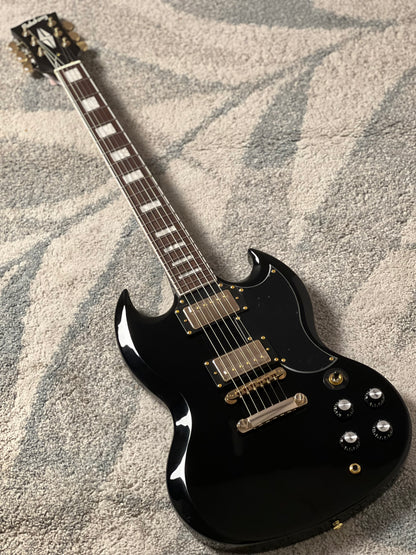 Soloking SG60 MKII in Ebony with Gold Hardware (Altered Headstock)