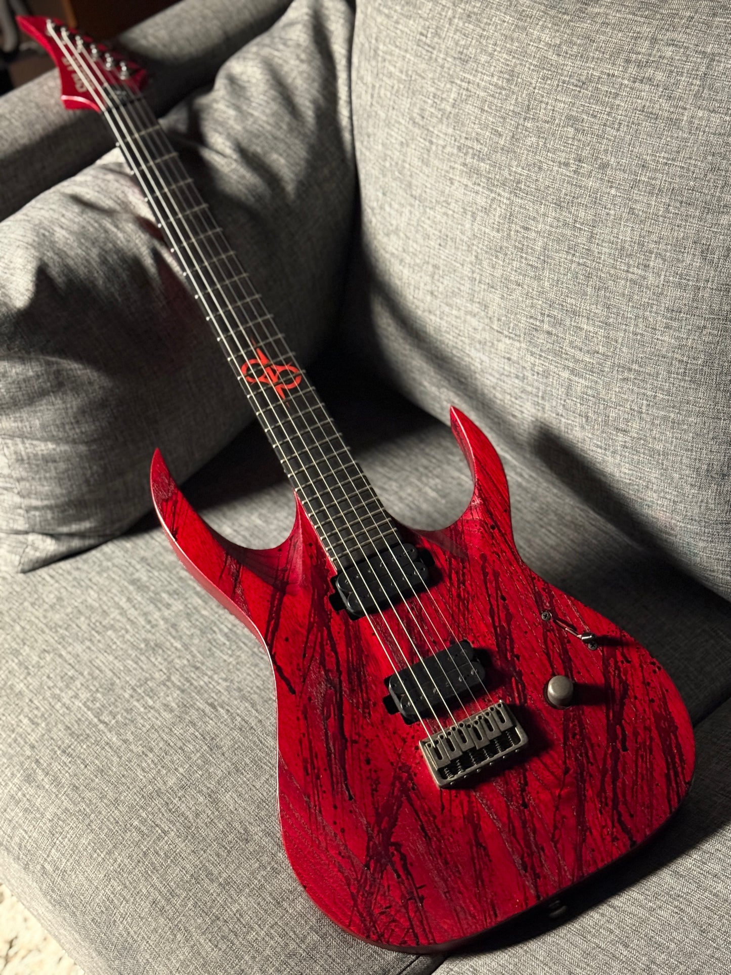 Solar Guitars A2.6 Canibalismo+ in Blood Red Open Pore with Blood Splatter IW21120562