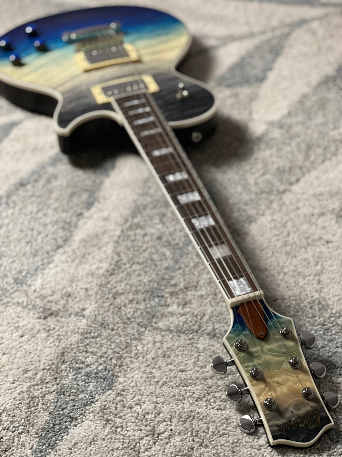 Dhatarattha Custom DLP in Ocean Storm Double Wipeout with 5A Quilt Top