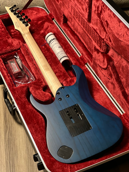 Ibanez Prestige RG653DX-TDF Electric Guitar w/Case In Transparent Deep Blue Flat F2533897