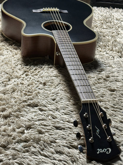 Cort Essence ES-GA4-BTSG Grand Auditorium Special Acoustic Guitar, Black Top Semi Gloss