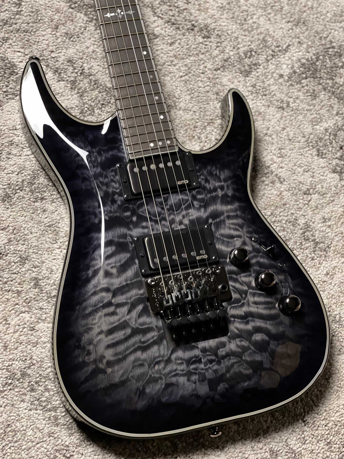Schecter Hellraiser Hybrid C-1 FR TBB with Floyd Rose in Trans Black W23070013