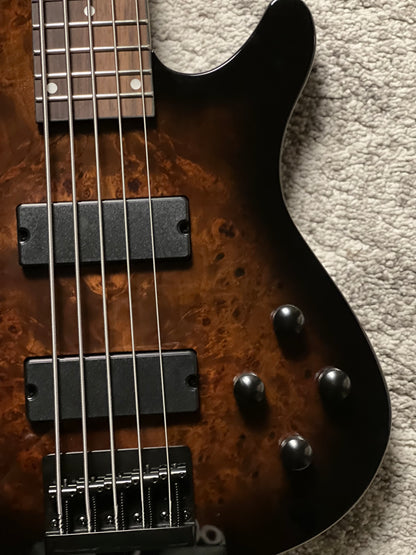 Schecter C-5 Standard 5-string in Tobacco Burl