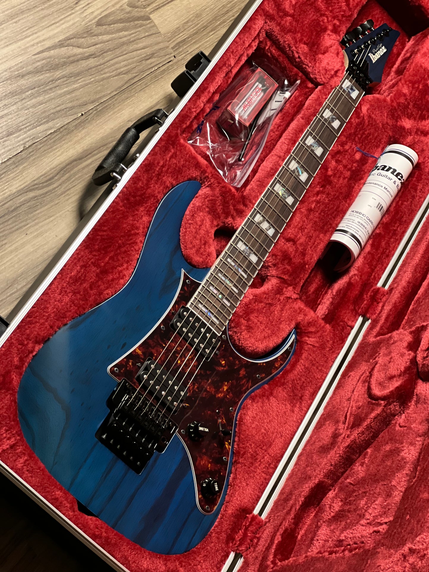 Ibanez Prestige RG653DX-TDF Electric Guitar w/Case In Transparent Deep Blue Flat F2533897
