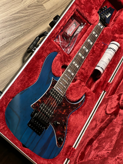 Ibanez Prestige RG653DX-TDF Electric Guitar w/Case In Transparent Deep Blue Flat F2533897