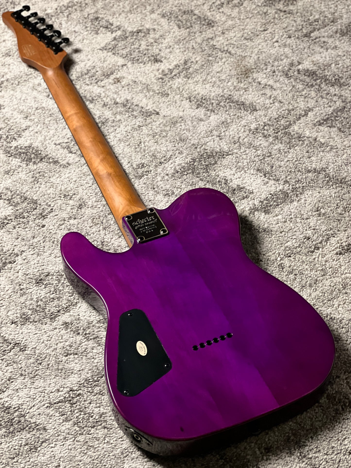 Schecter PT Standard in Black Purple Burst Burl