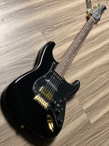 SQOE SEST1009 HSS Custom Shop Series in Black Beauty Gold Hardware Limited Edition with Hardshell Case