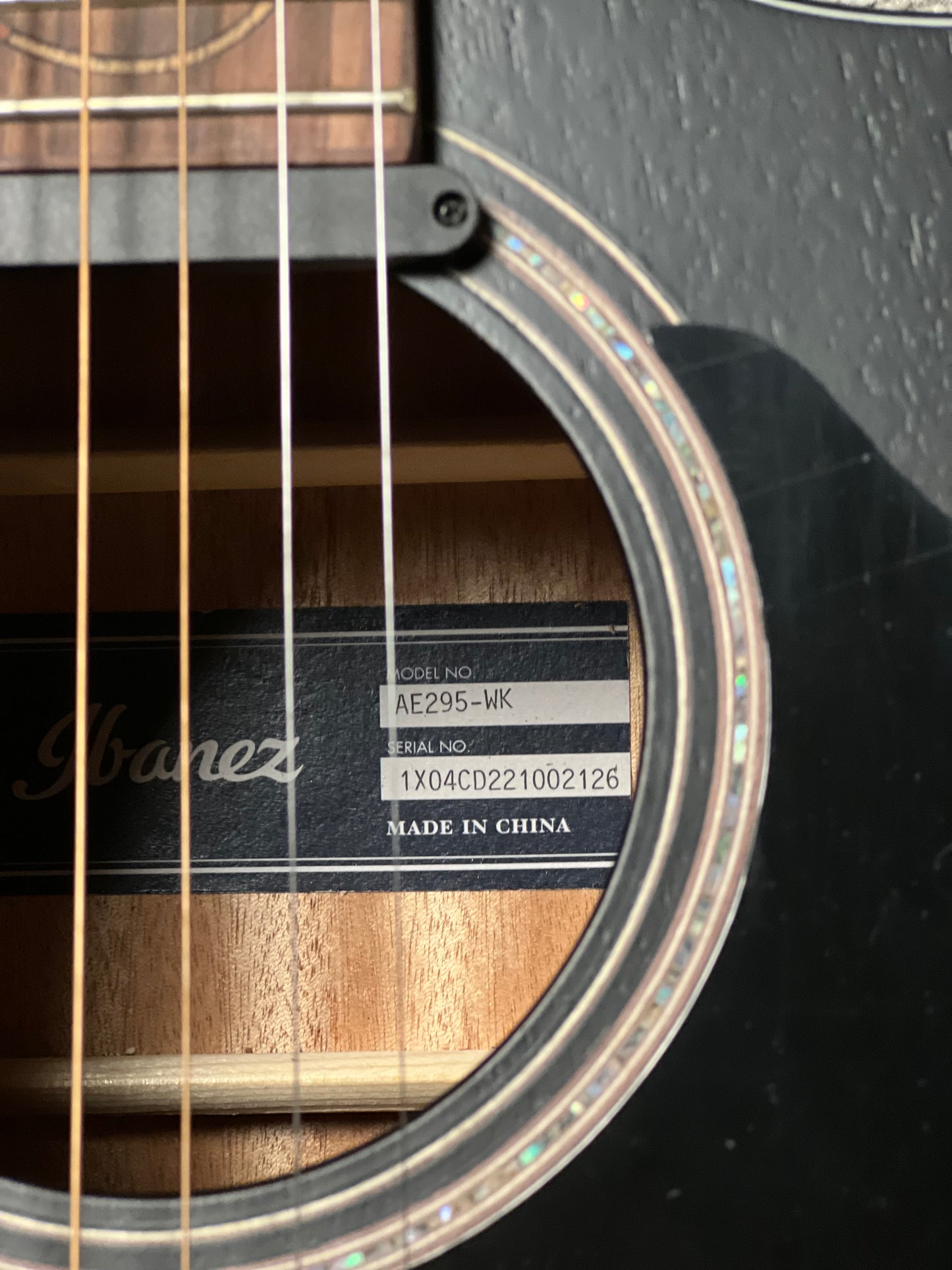 Ibanez AE295-WK Acoustic Guitar in Weathered Black