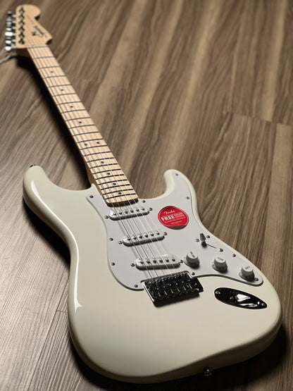 Squier FSR Sonic Stratocaster with White Pickguard and Maple FB in Arctic White