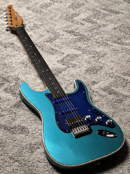 Dhatarattha Custom DST HSS in Ocean Turquoise Metallic with Rosewood FB and Quilt Pickguard