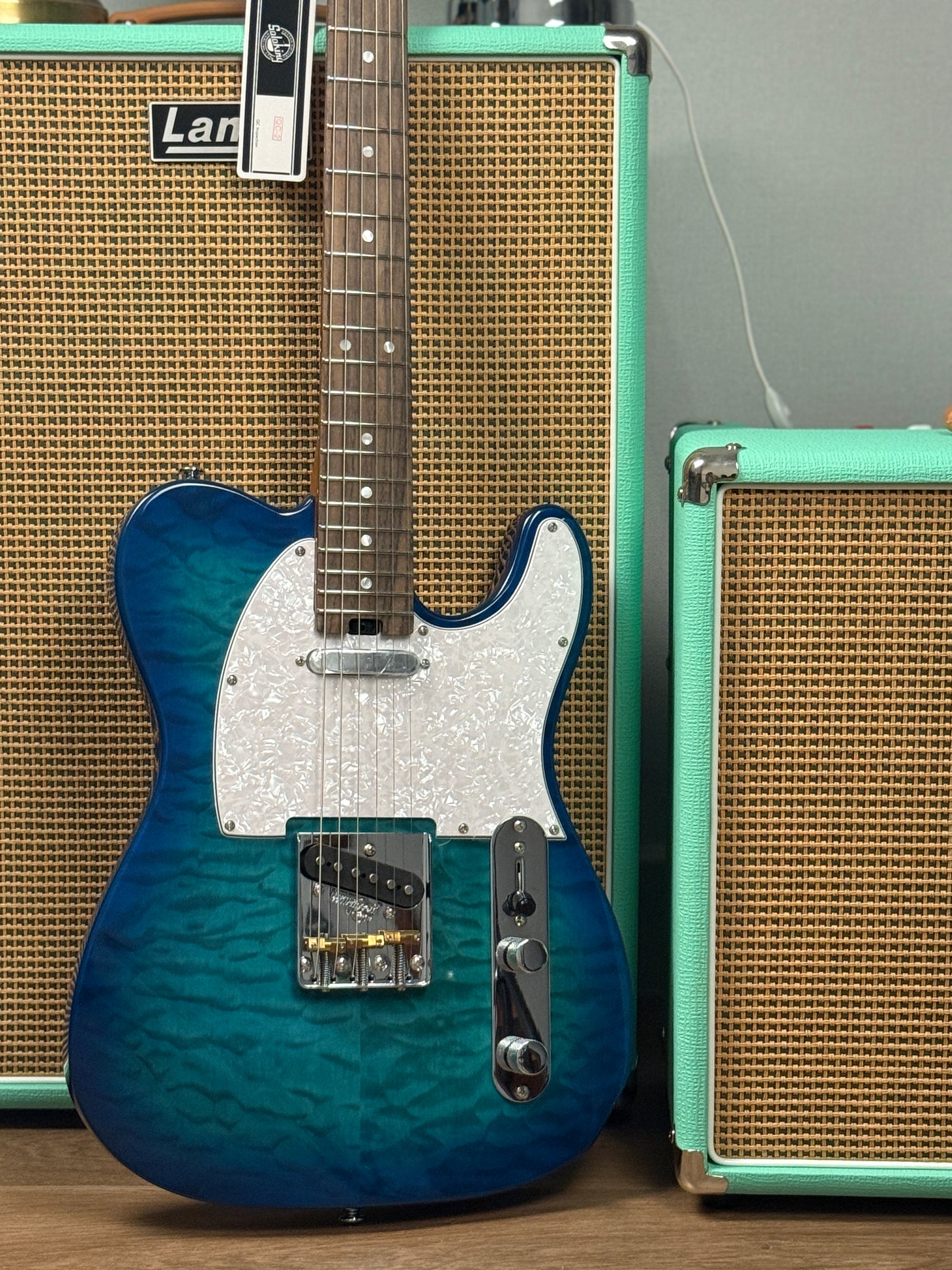 Soloking MT-1 Vintage Quilt with Rosewood FB in Aquamarine Nafiri Special Run