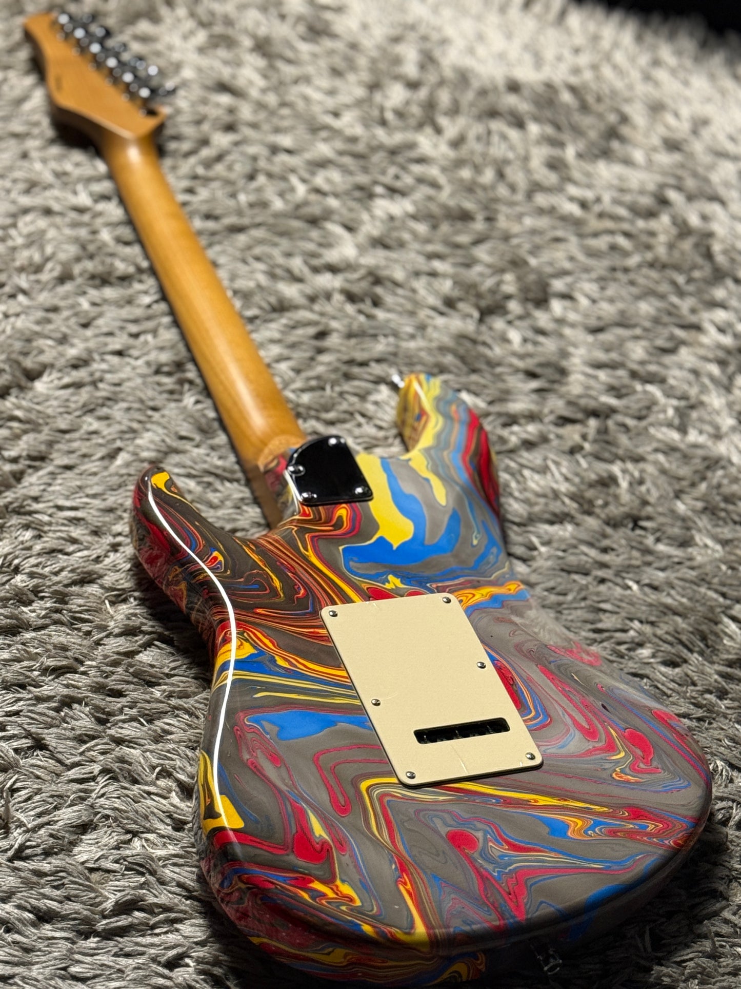 Dhatarattha Custom DST HSS in Red Marble Swirl with Rosewood FB