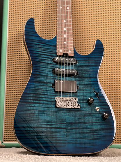 Soloking MS-1 Custom 24 HSS VT with Rosewood FB in Ultraviolet Blue Burst