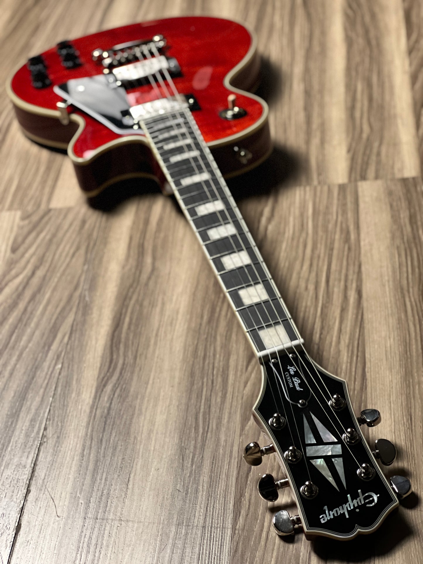 Epiphone Les Paul Custom Figured in Transparent Red w/Premium Gigbag