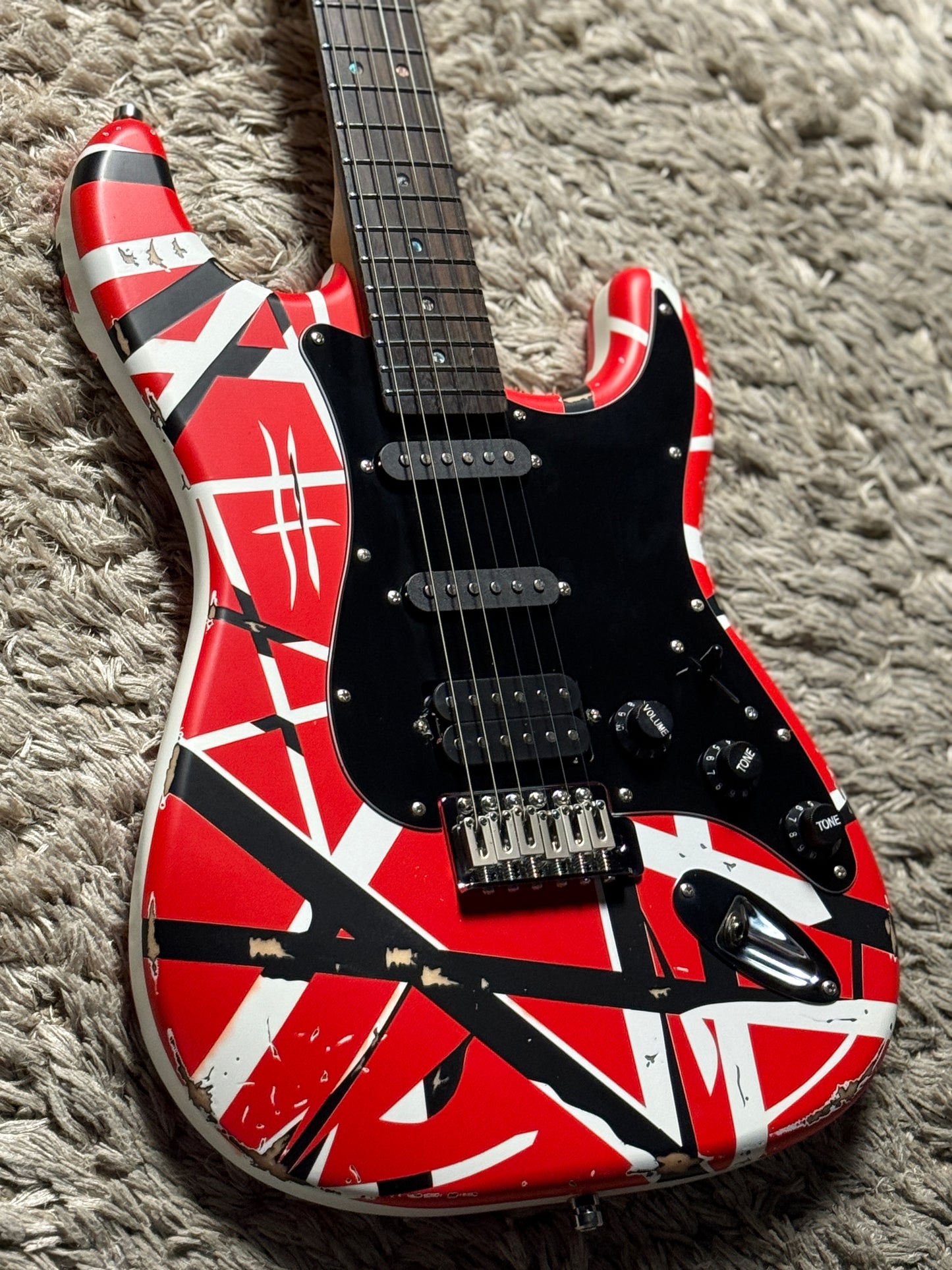 Dhatarattha Classic Red Black White Stripes with Rosewood FB and Nitrocellulose Lacquer Relic