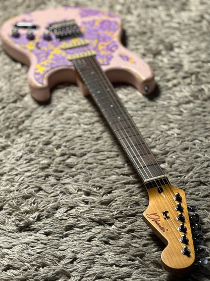 Dhatarattha Classic DST HSS in Faded Shell Pink over Purple Paisley with Rosewood FB and Nitrocellulose Lacquer Relic