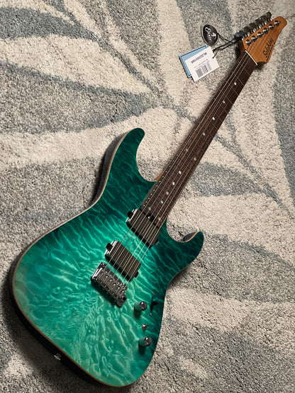 Soloking MS-1 Custom 24 HH Quilt with Rosewood FB in Turquoise Wakesurf JESCAR